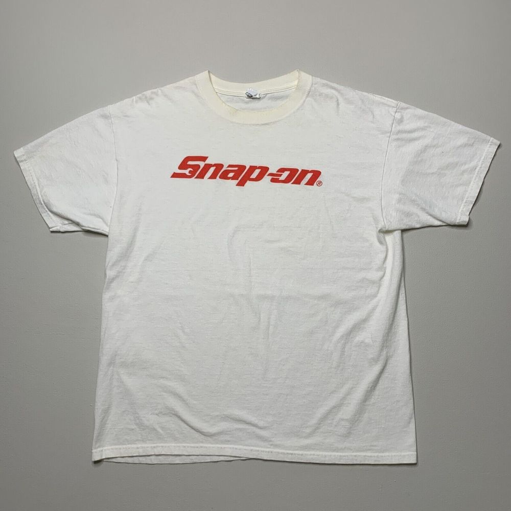 Vintage Y2K Snap On Script Graphic Tshirt Workwear Tools Anvil Tag Size XL